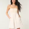 Strapless Crochet-Style Mix Mini Dress,Strapless Crochet-Style Mix Mini Dress
