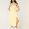 Strapless Linen-Blend Midi Dress,Strapless Linen-Blend Midi Dress