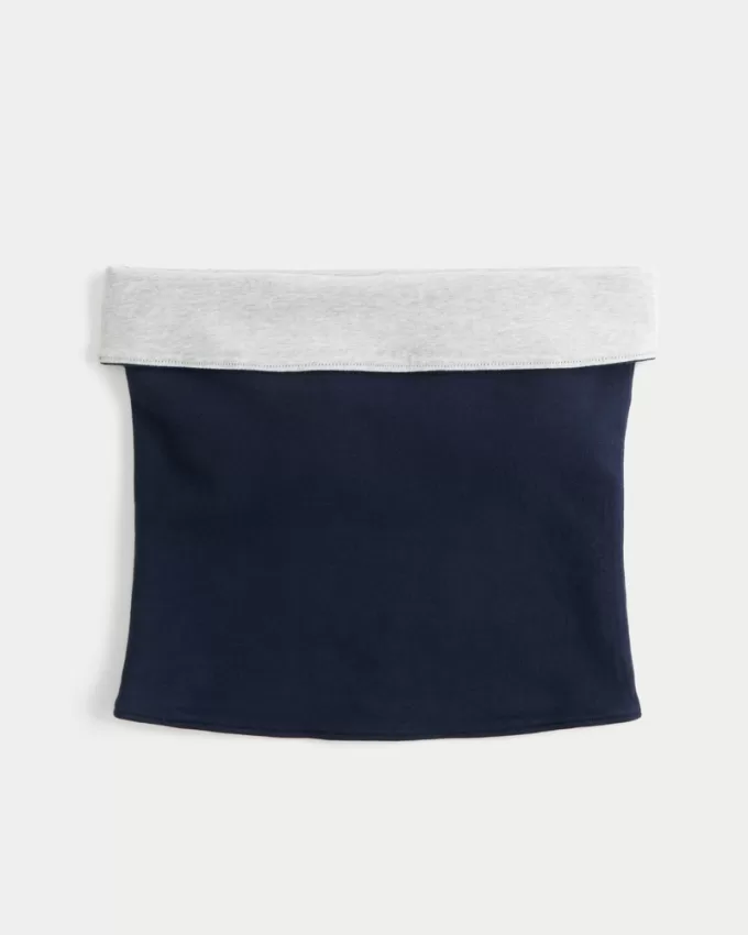 Strapless Reversible Foldover Tube Top,Strapless Reversible Foldover Tube Top