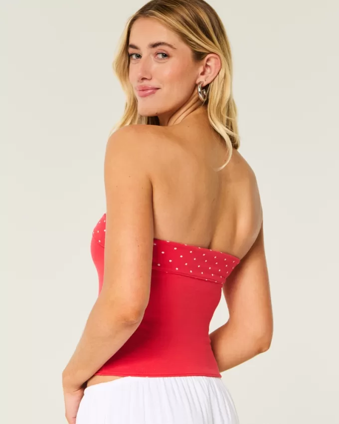 Strapless Reversible Foldover Tube Top,Strapless Reversible Foldover Tube Top
