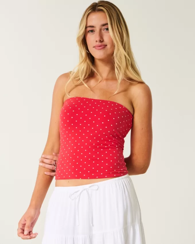 Strapless Reversible Foldover Tube Top,Strapless Reversible Foldover Tube Top