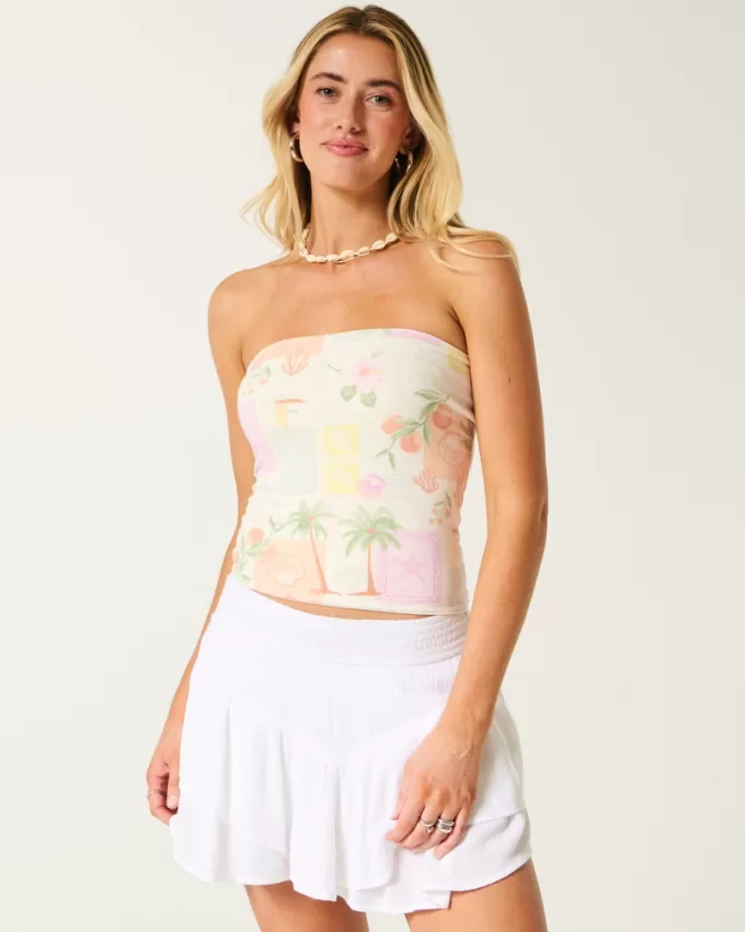 Strapless Reversible Foldover Tube Top,Strapless Reversible Foldover Tube Top