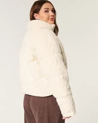 Sweater-Knit Mini Puffer Jacket,Sweater-Knit Mini Puffer Jacket