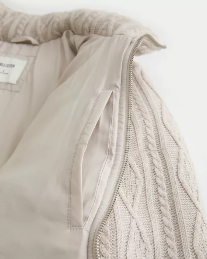 Sweater-Knit Mini Puffer Jacket,Sweater-Knit Mini Puffer Jacket