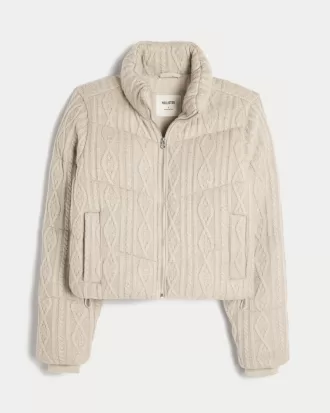 Sweater-Knit Mini Puffer Jacket,Sweater-Knit Mini Puffer Jacket