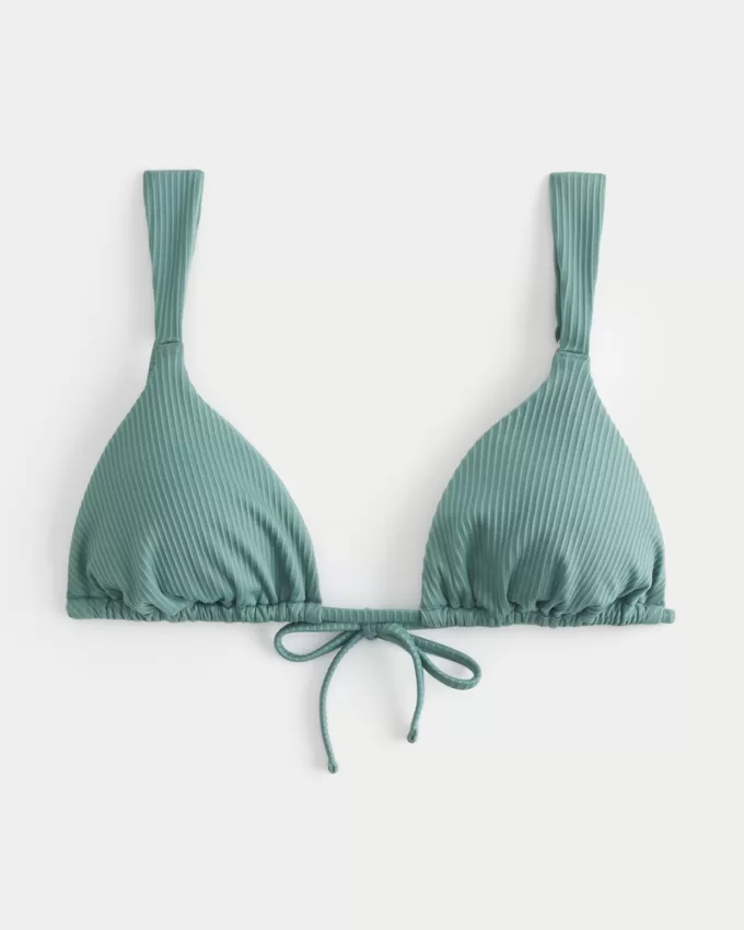 Tapered Ribbed Triangle Bikini Top,Tapered Ribbed Triangle Bikini Top