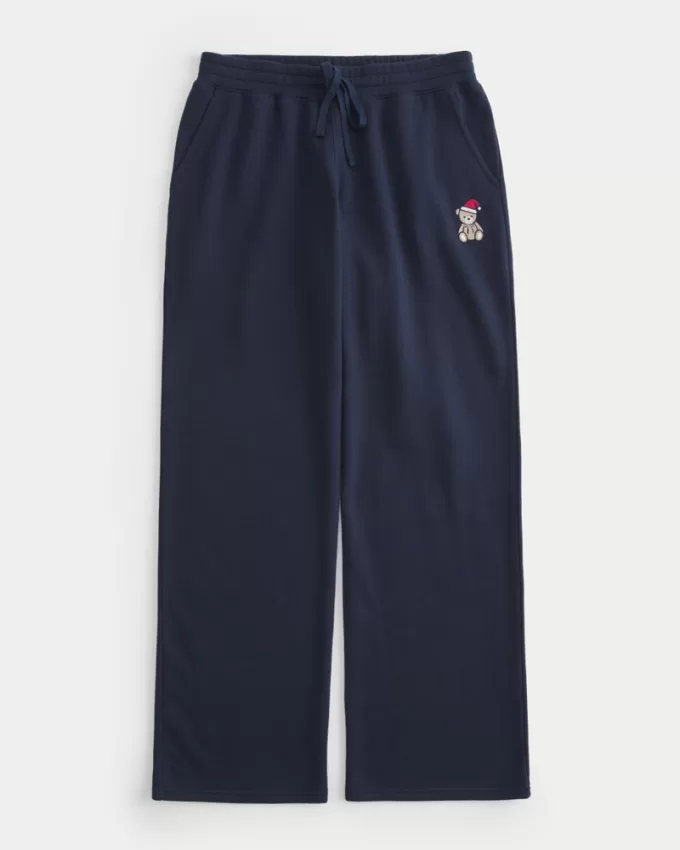 Teddy Bear Graphic Straight Sweatpants,Teddy Bear Graphic Straight Sweatpants