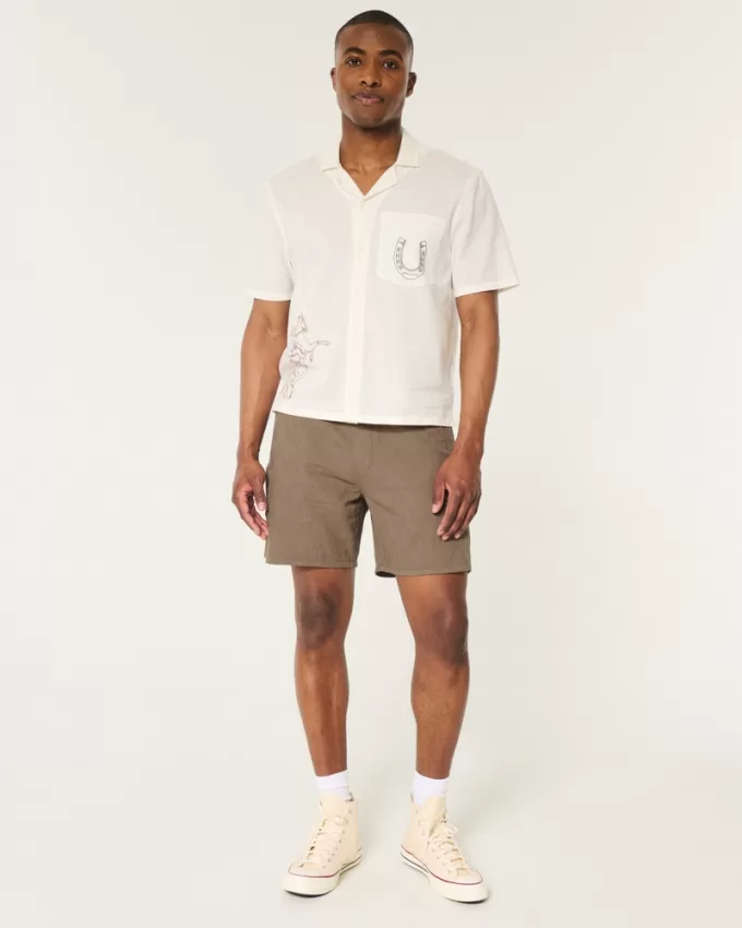 Textured Cotton Pull-On Shorts,Textured Cotton Pull-On Shorts