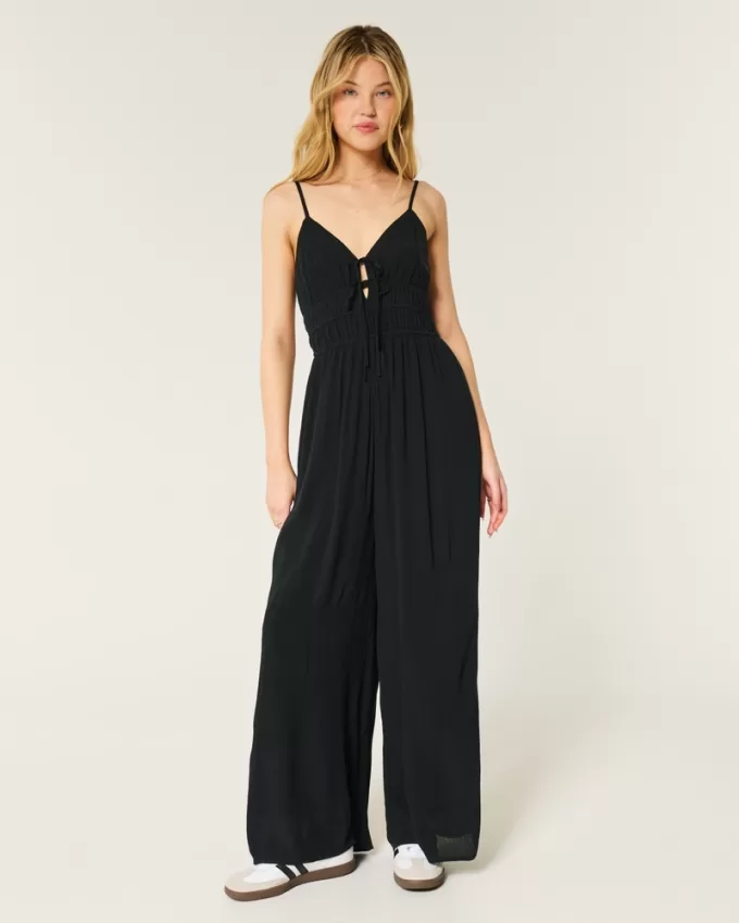 Tie-Front Jumpsuit,Tie-Front Jumpsuit