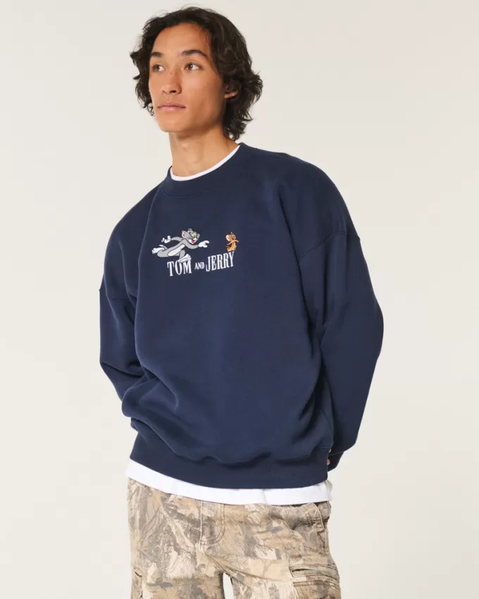 Tom and Jerry Graphic Crew Sweatshirt,Tom and Jerry Graphic Crew Sweatshirt