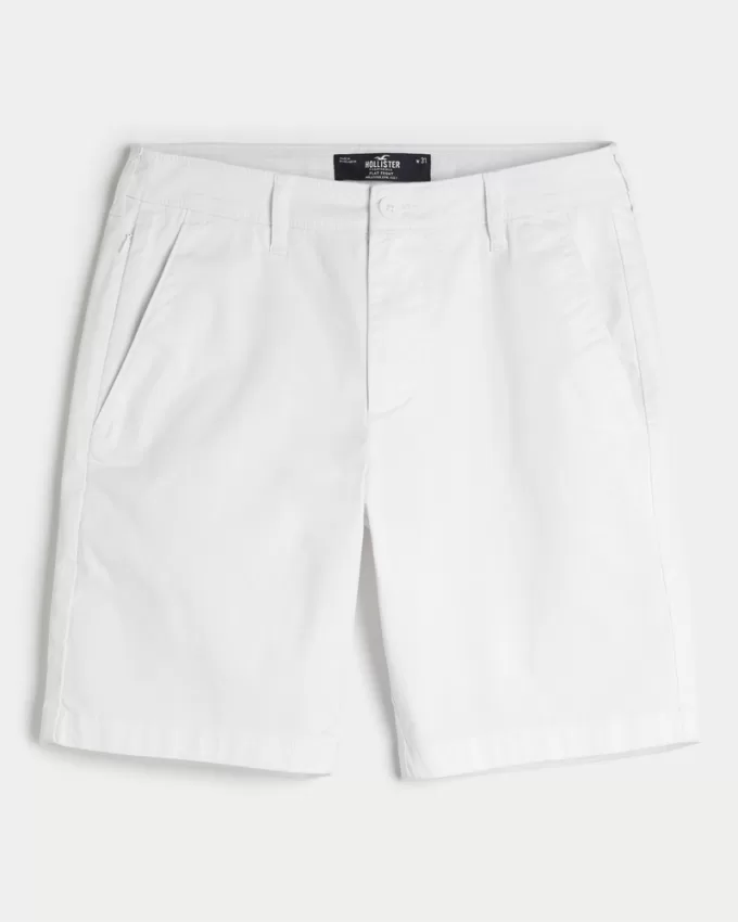 Twill Flat-Front Shorts 9″,Twill Flat-Front Shorts 9″