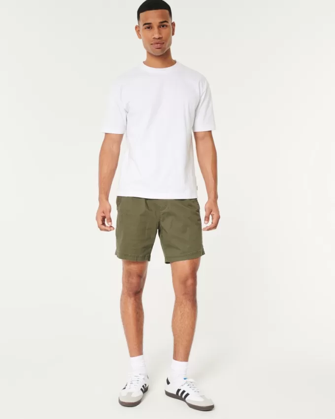 Twill Pull-On Shorts 7″,Twill Pull-On Shorts 7″