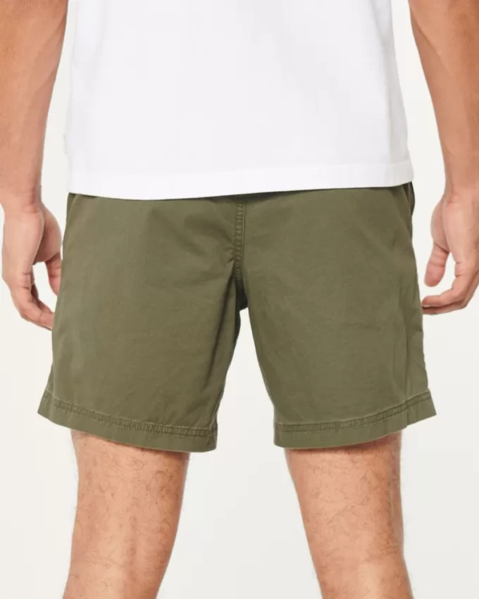 Twill Pull-On Shorts 7″,Twill Pull-On Shorts 7″