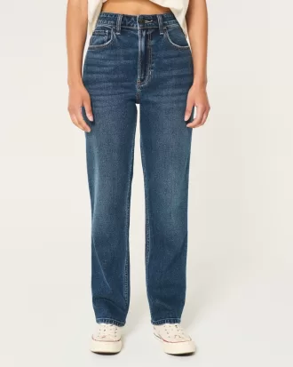 Ultra High-Rise Dark Wash 90s Straight Jeans,Ultra High-Rise Dark Wash 90s Straight Jeans