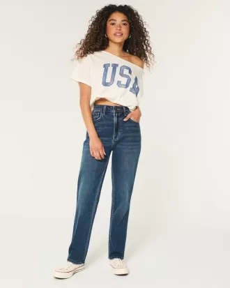 Ultra High-Rise Dark Wash 90s Straight Jeans,Ultra High-Rise Dark Wash 90s Straight Jeans