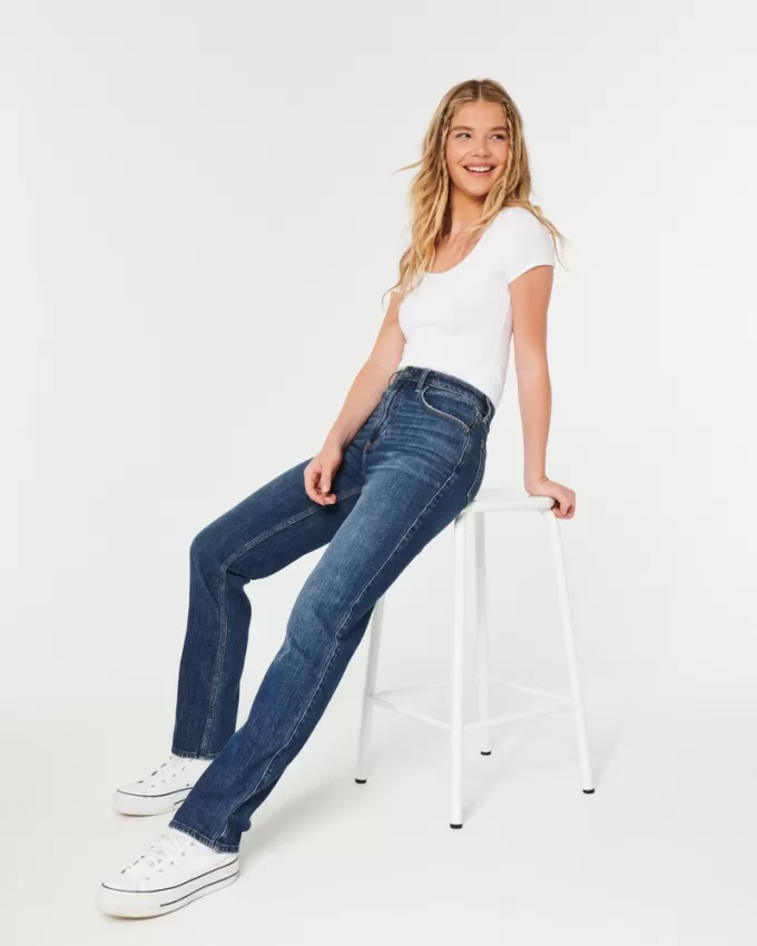 Ultra High-Rise Dark Wash 90s Straight Jeans,Ultra High-Rise Dark Wash 90s Straight Jeans