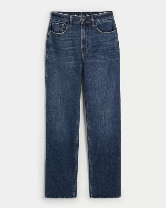 Ultra High-Rise Dark Wash 90s Straight Jeans,Ultra High-Rise Dark Wash 90s Straight Jeans
