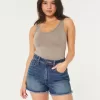 Ultra High-Rise Dark Wash Denim Mom Shorts,Ultra High-Rise Dark Wash Denim Mom Shorts