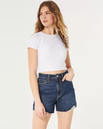 Ultra High-Rise Medium Wash Denim Shorts,Ultra High-Rise Medium Wash Denim Shorts