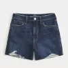 Ultra High-Rise Medium Wash Denim Shorts,Ultra High-Rise Medium Wash Denim Shorts