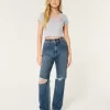 Ultra High-Rise Ripped Dark Wash Dad Jeans,Ultra High-Rise Ripped Dark Wash Dad Jeans