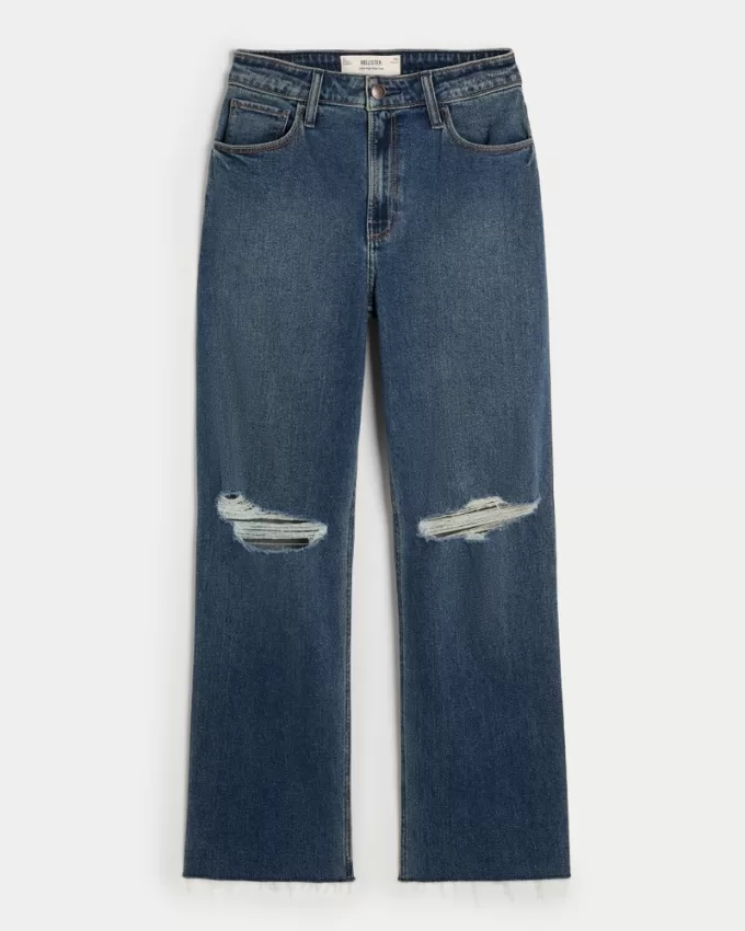 Ultra High-Rise Ripped Dark Wash Dad Jeans,Ultra High-Rise Ripped Dark Wash Dad Jeans