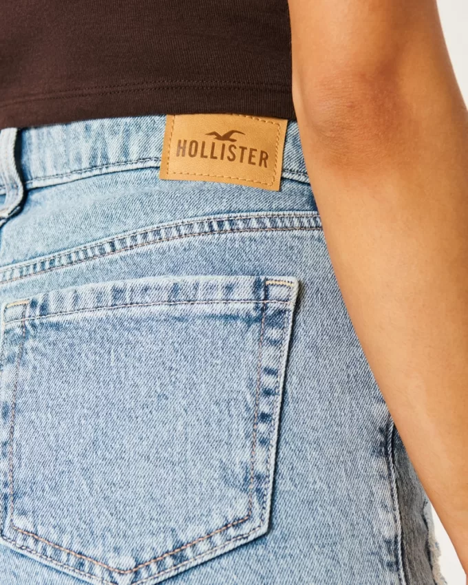 Ultra High-Rise Ripped Light Wash Denim Mom Shorts,Ultra High-Rise Ripped Light Wash Denim Mom Shorts