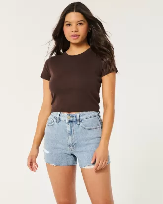 Ultra High-Rise Ripped Light Wash Denim Mom Shorts,Ultra High-Rise Ripped Light Wash Denim Mom Shorts