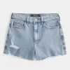 Ultra High-Rise Ripped Light Wash Denim Mom Shorts,Ultra High-Rise Ripped Light Wash Denim Mom Shorts