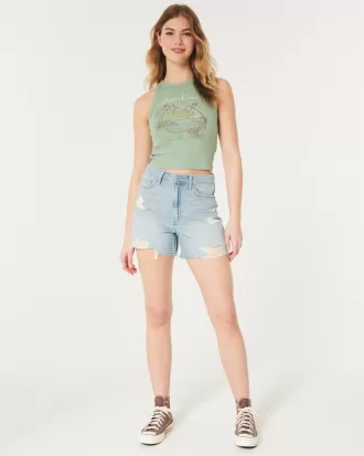 Ultra High-Rise Ripped Light Wash Denim Shorts 5″,Ultra High-Rise Ripped Light Wash Denim Shorts 5″