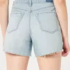 Ultra High-Rise Ripped Light Wash Denim Shorts 5″,Ultra High-Rise Ripped Light Wash Denim Shorts 5″