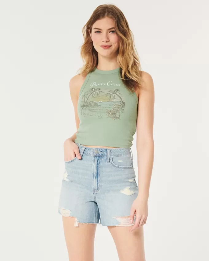 Ultra High-Rise Ripped Light Wash Denim Shorts 5″,Ultra High-Rise Ripped Light Wash Denim Shorts 5″