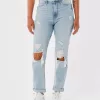 Ultra High-Rise Ripped Light Wash Mom Jeans,Ultra High-Rise Ripped Light Wash Mom Jeans