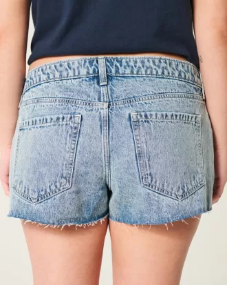 Ultra Low-Rise Light Wash Mini Denim Shorts,Ultra Low-Rise Light Wash Mini Denim Shorts