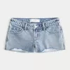 Ultra Low-Rise Light Wash Mini Denim Shorts,Ultra Low-Rise Light Wash Mini Denim Shorts