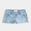 Ultra Low-Rise Ripped Medium Wash Mini Denim Shorts,Ultra Low-Rise Ripped Medium Wash Mini Denim Shorts