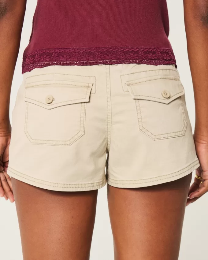 Ultra Low-Rise Twill Mini Shorts,Ultra Low-Rise Twill Mini Shorts