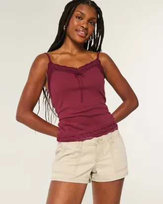 Ultra Low-Rise Twill Mini Shorts,Ultra Low-Rise Twill Mini Shorts