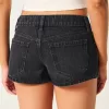 Ultra Low-Rise Washed Black Mini Denim Shorts,Ultra Low-Rise Washed Black Mini Denim Shorts
