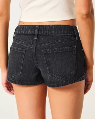 Ultra Low-Rise Washed Black Mini Denim Shorts,Ultra Low-Rise Washed Black Mini Denim Shorts