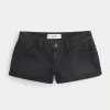Ultra Low-Rise Washed Black Mini Denim Shorts,Ultra Low-Rise Washed Black Mini Denim Shorts