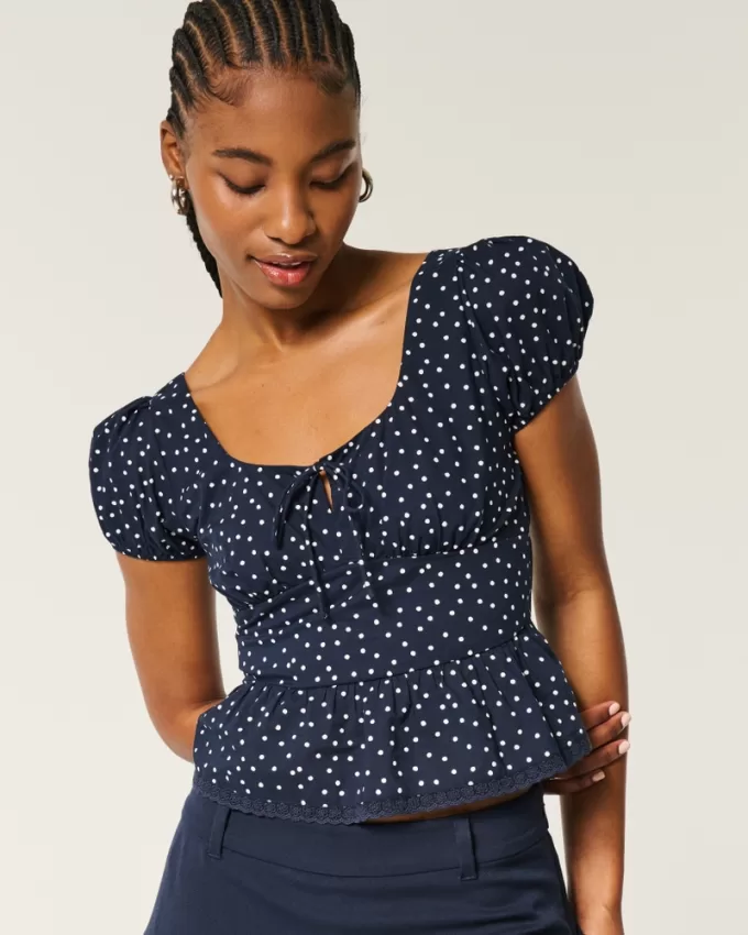 Voile Peplum Top,Voile Peplum Top