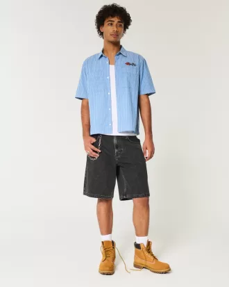 Washed Black Baggy Jean Shorts,Washed Black Baggy Jean Shorts