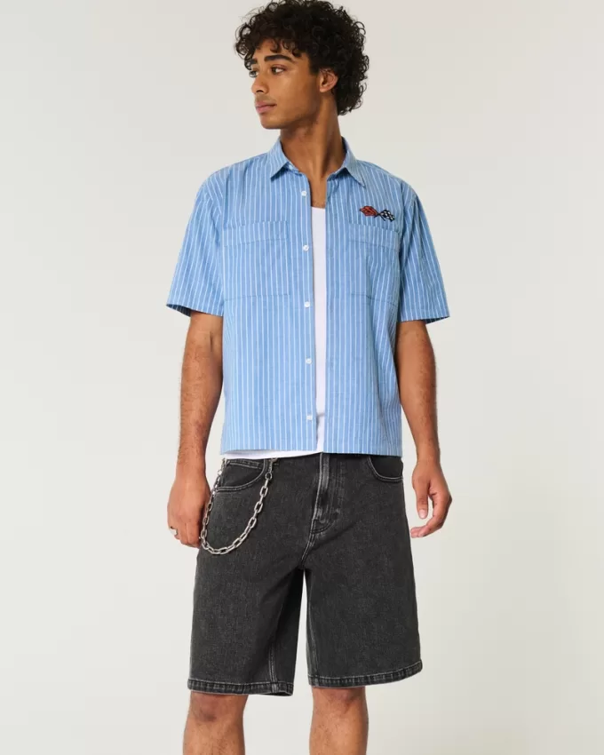 Washed Black Baggy Jean Shorts,Washed Black Baggy Jean Shorts