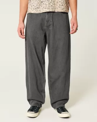 Washed Black Embroidered Baggy Skater Jeans,Washed Black Embroidered Baggy Skater Jeans