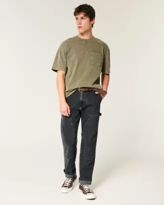 Washed Black Loose Carpenter Jeans,Washed Black Loose Carpenter Jeans