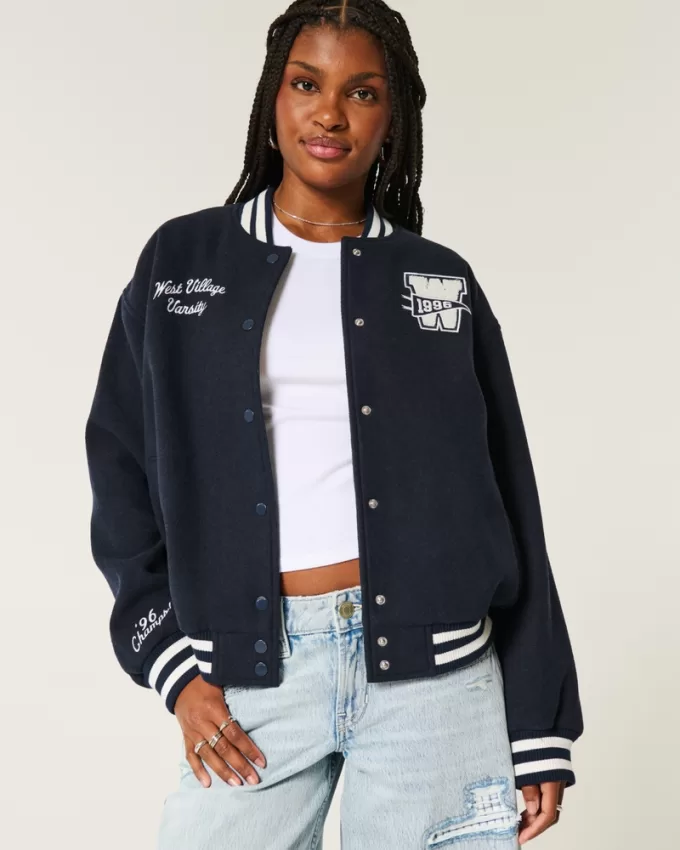 West Village Varsity Graphic Bomber Jacket,West Village Varsity Graphic Bomber Jacket